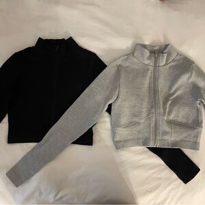 Forever 21 Light Gray Ribbed Zip-Up Jacket